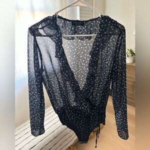 Zara Blue Frilly bodysuit size Small